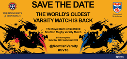Image of rugby players with text - Scottish Varsity Match